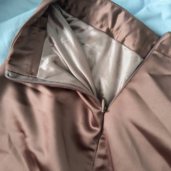 Oak + Fort Brown Satin Midi Skirt - Picture 3 of 4